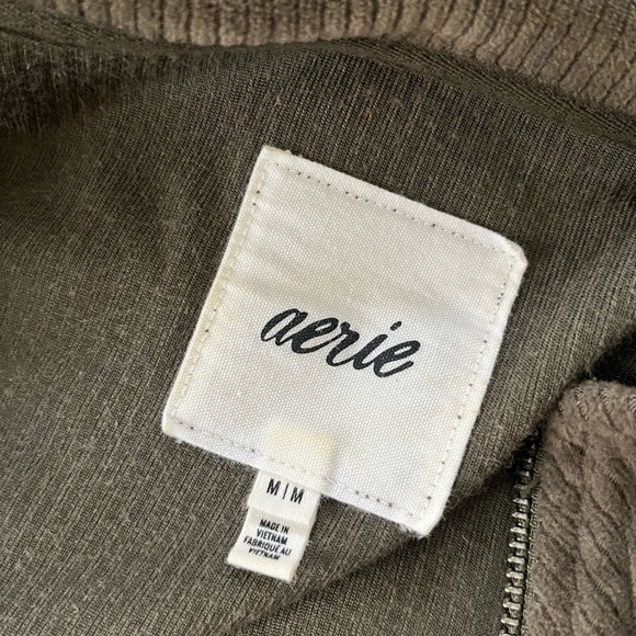 Aerie dark olive sweatsuit zip up velour jacket - great condition! Size M - Picture 2 of 5